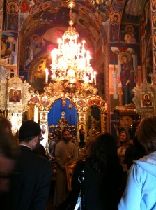 Inside the Serbian Orthodox church at Bijeljina which is in the Republika Srpska entity of Bosnia.