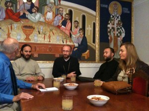Pop Nico in the centre, flanked by the director of a church project supporting children with disabilities and their families (left) and the Serbian Orthodox priest of Srebenica (right).  Earlier in the week we had listened to Bosniacs who had lost members of their close family in the Srebenica massacre.  People from all three main communities lost friends and family in the three-way war as a result of armed combat.  More difficult was the unresolved issue of those from all sides who had broken the Geneva Convention and whether any of the religious authorities had a responsibility to pursue justice on this.  One of our group was involved in the Truth and Reconciliation Commission in South Africa and others of us are involved in mediation and peace-building here in the UK.  When there are competing narratives of victimisation (a mention of one illegal war incident can be countered by another, involving the alleged victims of the first as alleged perpetrators)