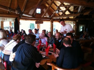 Serbian Orthodox Archpriest Pop Nico (seated in front of the waiter), hosting a wonderful meal for the UK group (Muslims & Christians), Bosnian Muslims and Bosnian RC Croats.  The hospitality we received was wonderful.  You can see that in Bosnia people from all communities can have an excellent time together!