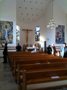 We travelled up through the hills on a dirt road to the Croat village of Drijenca where there is a Franciscan church.