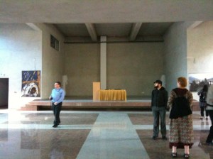 Non-confessional space in central Sarajevo for everyone to use as a place to pray or contemplate.  It isn't finished yet, but it being used.  Built and hosted by the Franciscans, I was interested in the language used, which reminded me of Bonhoeffer's German Confessing Church which opposed the Nazis.  