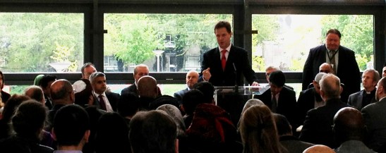 Deputy Prime Minister addressing religious & interreligious leaders on Friday morning. nick clegg ii