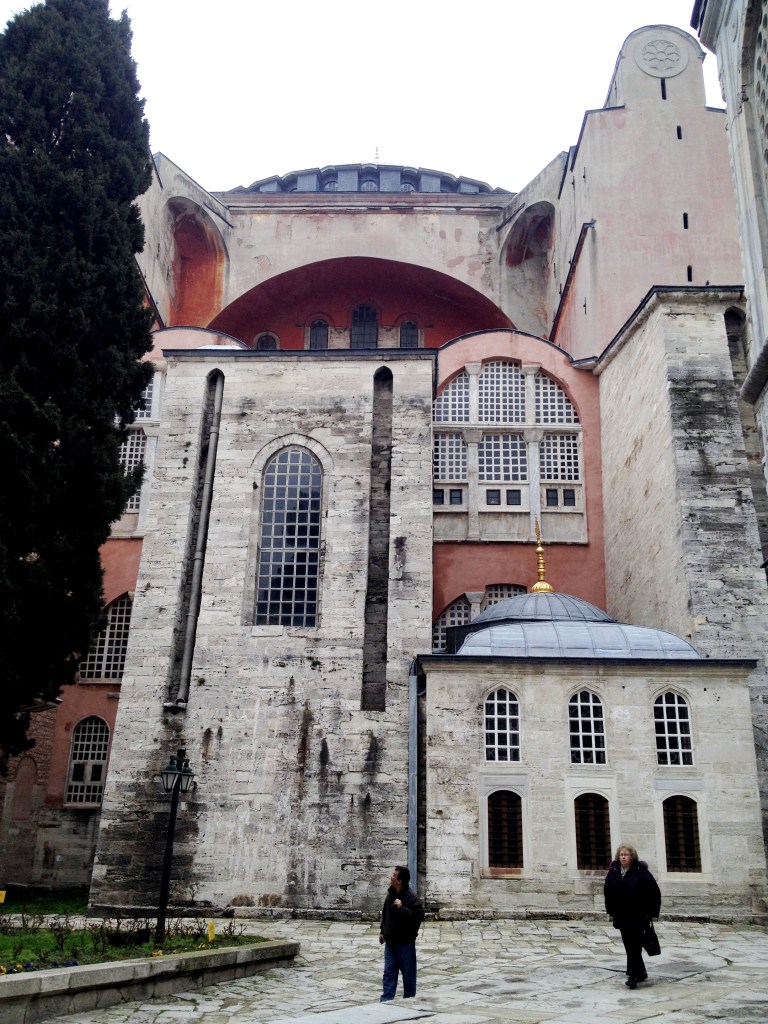 Haghia Sophia has huge buttresses to support the dome and add-on buildings all around.